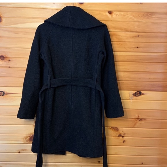 Babaton Aritiza Sian Belted Black Wool Coat Pea Coat Size XXS - Picture 5 of 7